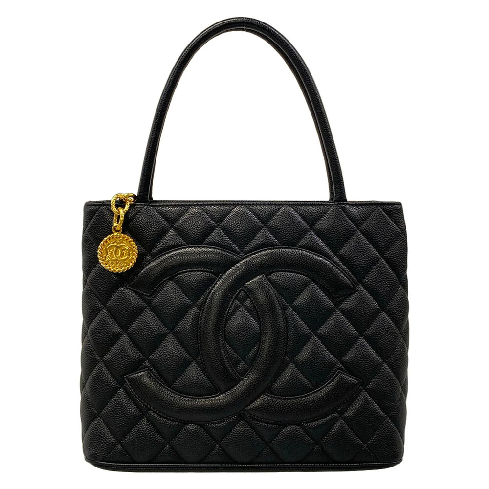 Chanel Caviar Medallion Tote Black #342355C23B